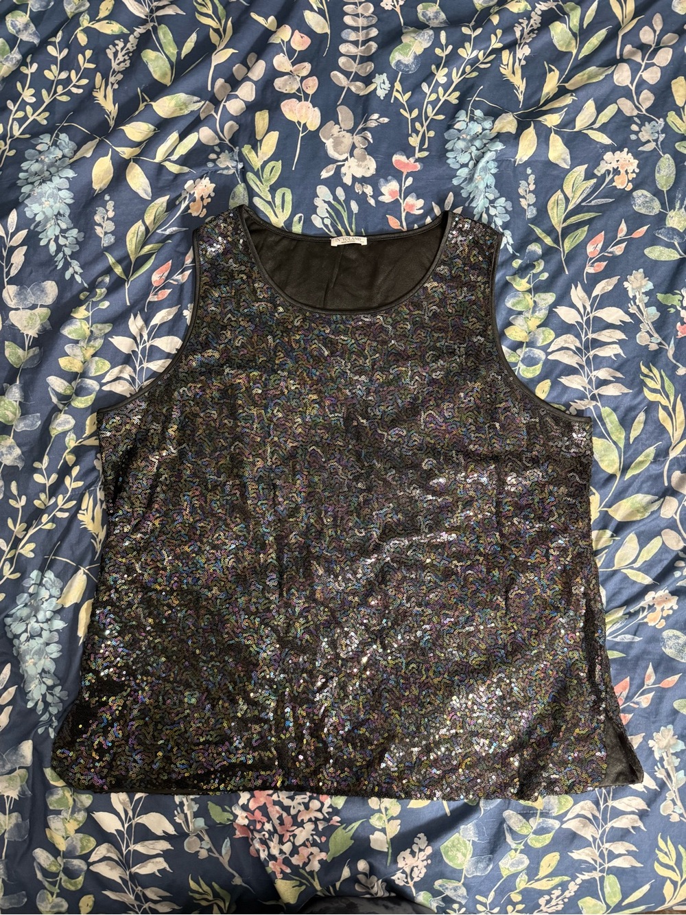 Women’s Black Iridescent Sequin Tank Top Plus Size 24W - Picture 3 of 8